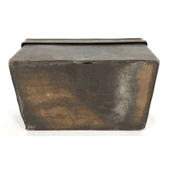 Vintage Hand Made Galv Steel Tin Metal Hinged Box Primitive Small 6 x 4 x 3" - Picture 7 of 11